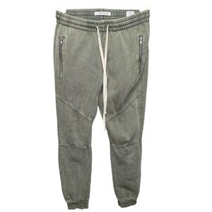 PacSun Mens Joggers Small Sage Green Washed Fleece Zipper Pocket Sweatpants
